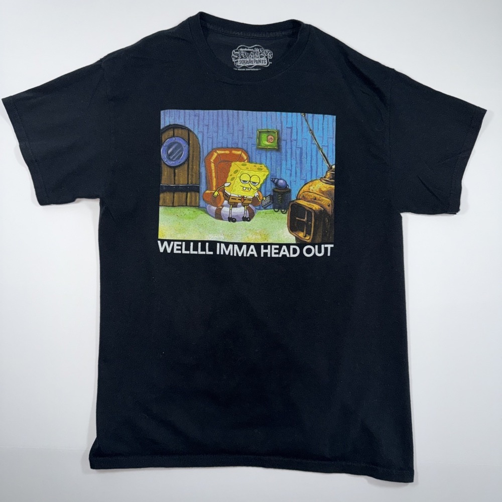 SpongeBob Shirt Mens Large Meme Black Graphic Tee
